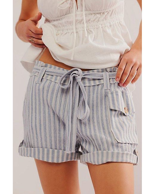 Free People Gray Fp One Harriet Striped Shorts