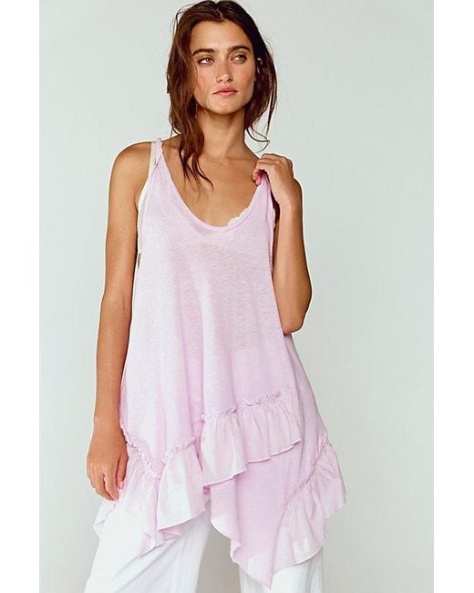 Free People Pink Reverie Ruffle Tank Top