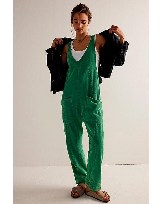 Free People Green We The Free High Roller Cord Jumpsuit