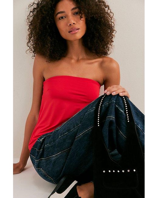 Intimately By Free People Red Running Late Tube Top By