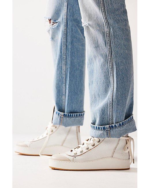 Free People Blue Saturday Sneakers At Free People In White Crackle, Size: Us 8