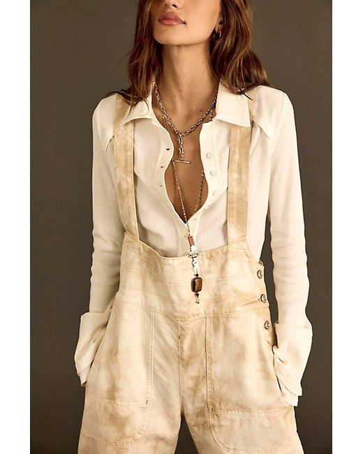 Free People Natural Felix Denim Dungarees