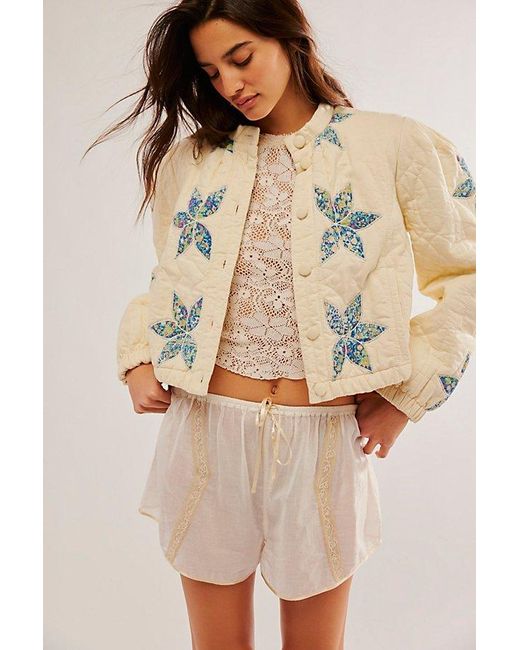Free People Natural Quinn Quilted Jacket At In White, Size: Xs