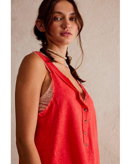 Free People Red Love Language Solid Tank Top