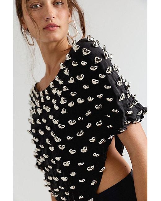 Urban Outfitters Black Heart Charm Cropped Poncho