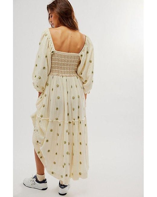 Free People Natural Dahlia Embroidered Maxi Dress At In Pastry Combo, Size: Xs