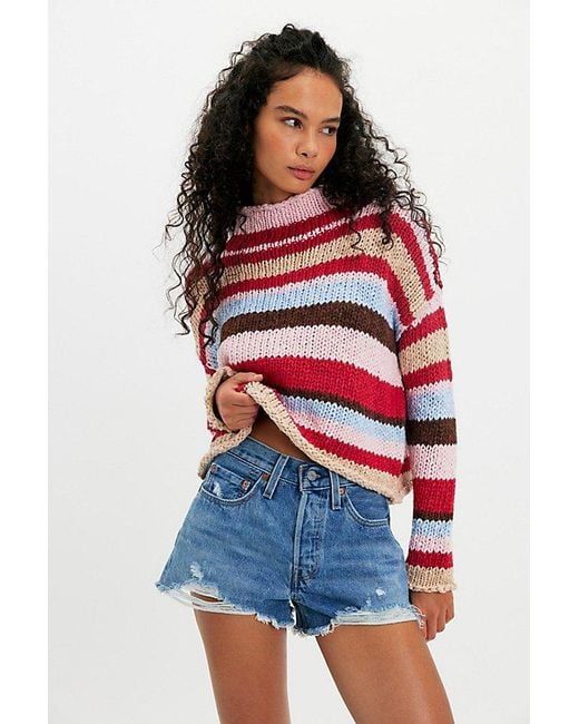 Free People Red Opal Rollneck Knit Stripe Jumper