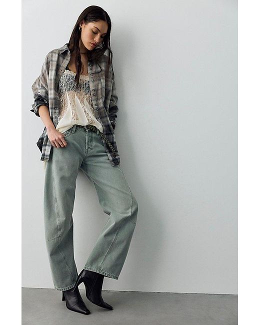 Free People Gray We The Free Fable Low-Rise Twisted Bowed Jeans