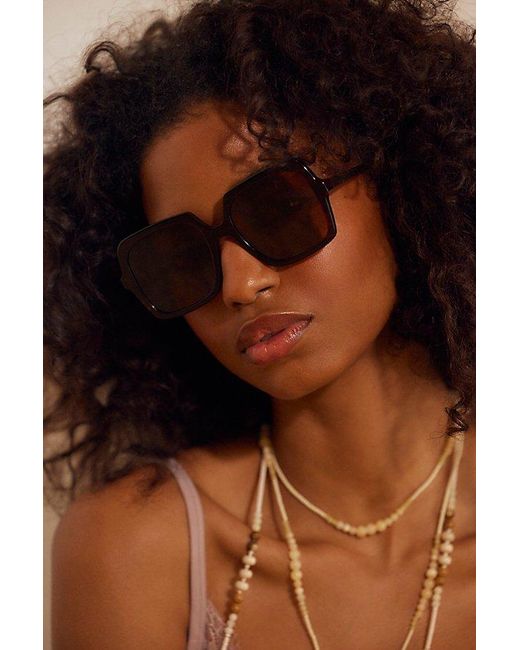 Free People Black The Beaumont Square Polarized Sunglasses