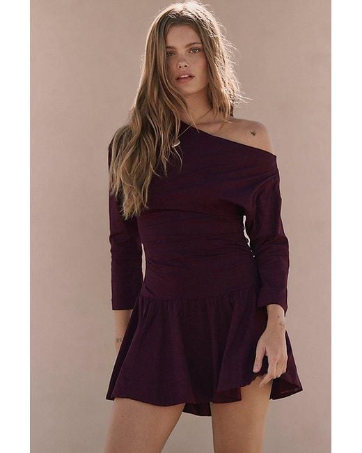 Free People Purple Junie Drop-Waist Mini Dress