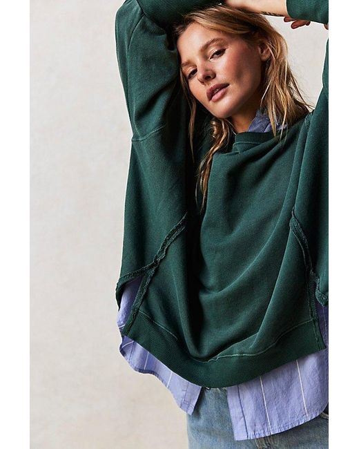 Free People Green Camden Sweatshirt At Free People In Spruced Up, Size: Small