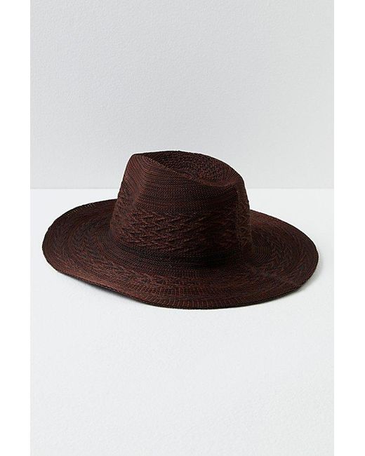 Free People Brown Arrow Woven Packable Hat At In Coffee