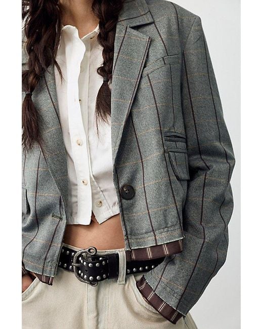 Free People Gray Academia Blazer Jacket