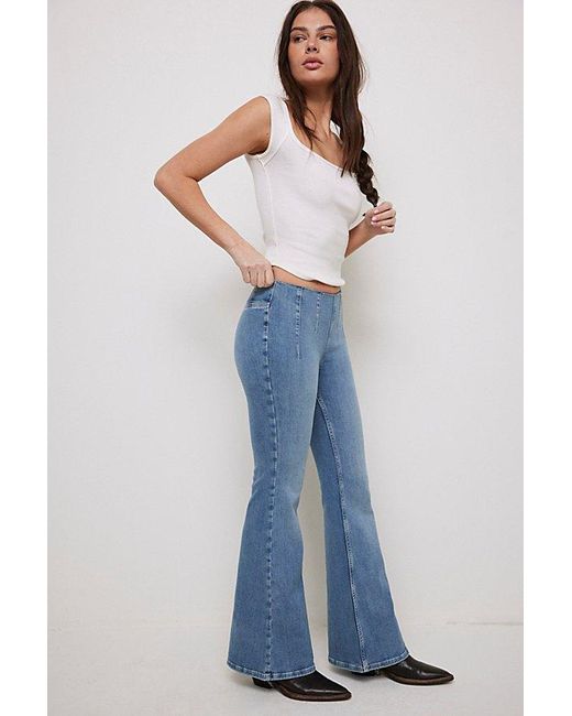 Free People Blue We The Free Keira Pull-On Flare Jeans