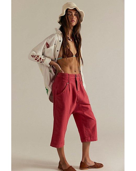 Free People Red Maven Crop Harem Pants