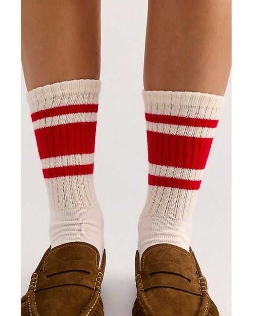 Free People Blue Mono Stripe Crew 2 Pack Socks