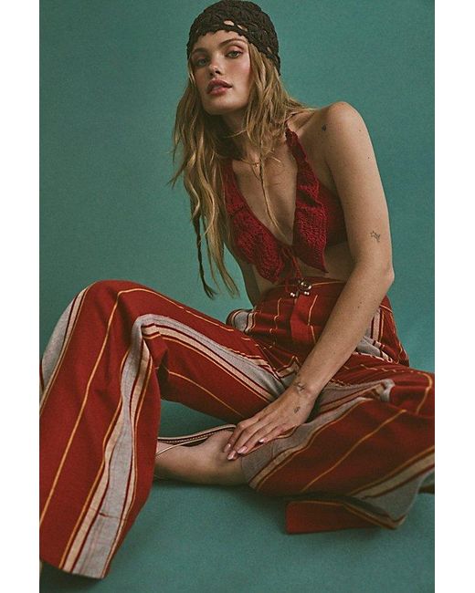 Matthew Williamson x Free People Blue Mirador Striped Bootcut Trousers