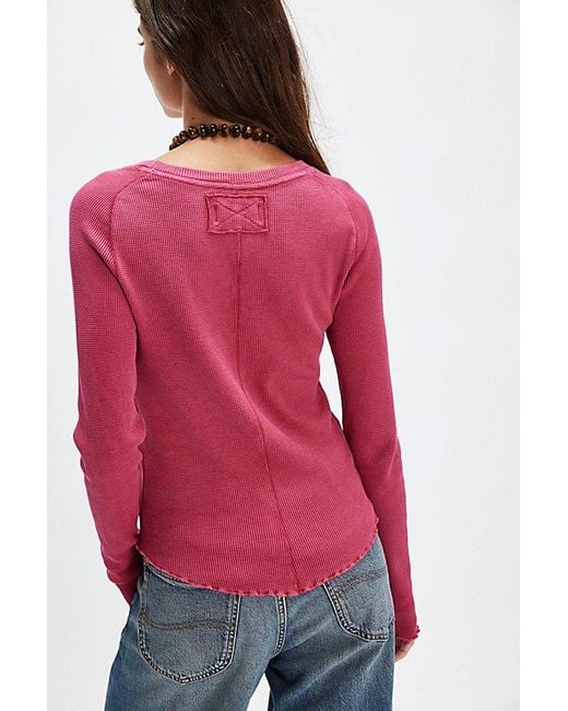 Free People Red Easy Does It Long Sleeve Tee
