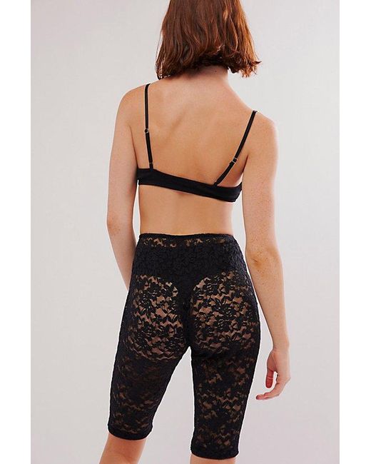 Free People Black All Day Lace Capris
