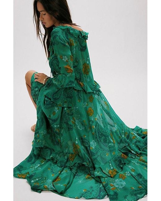 Free People Green Paisley Petals Maxi Dress