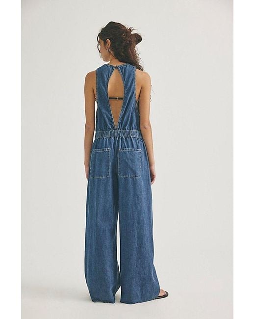 Free People Blue Margo Jumpsuit