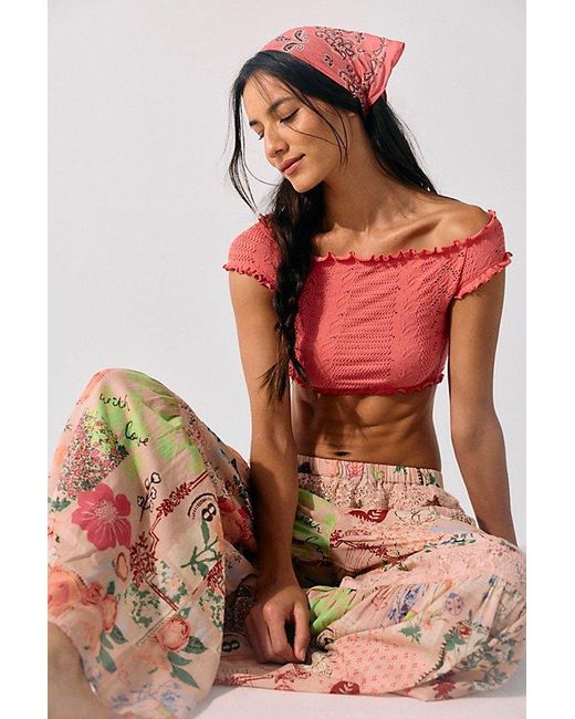 Intimately By Free People Red So Soft Frill Seamless Micro Crop Top By