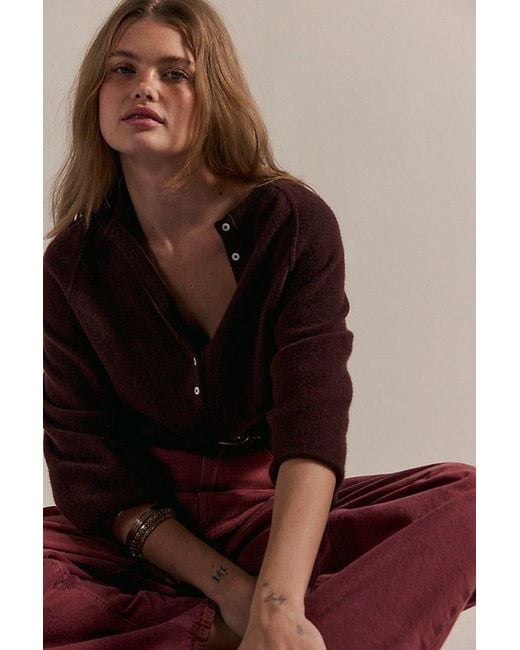 Free People Brown Porta Cashmere Henley Sweater