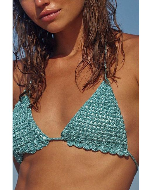 It's Now Cool Blue The Crochet Tri Bikini Top