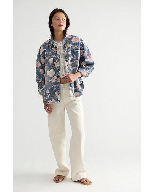One Teaspoon Blue Lovelorn Bloom Daria Button Down Shirt