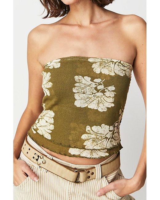Free People Black Poppy Tube Top At In Army Green Combo, Size: Medium