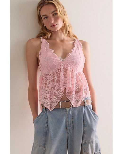 Intimately By Free People Pink Frill Seeker Lace Cami By