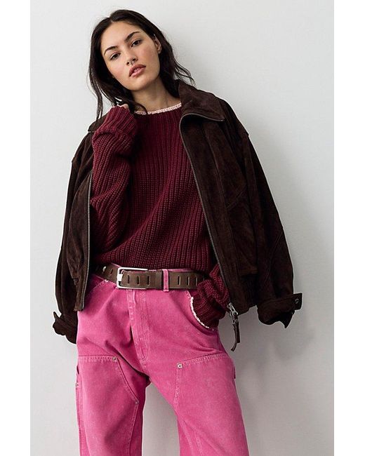 Free People Red Low Tide Knit Pullover
