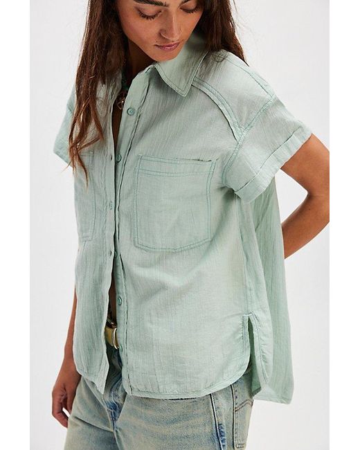 Free People Blue Firefly Linen Top