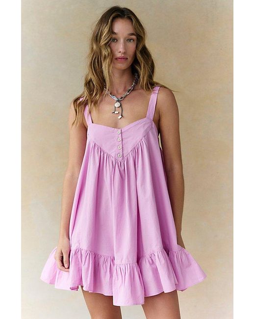 free-est Pink Heart Eyes Cotton Mini Dress By