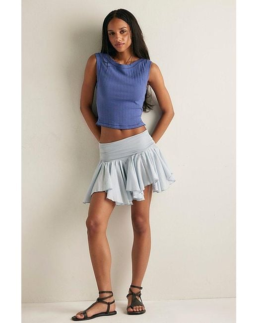 Intimately By Free People Blue End Game Pointelle Muscle Tank Top By