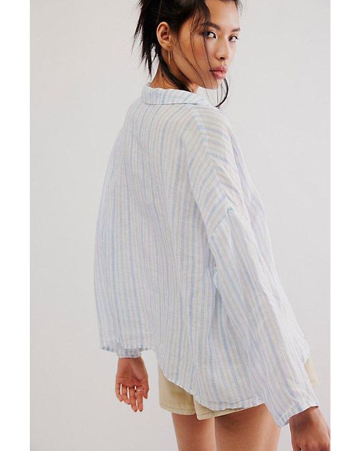 CP Shades Gray Lissa Linen Stripe Shirt