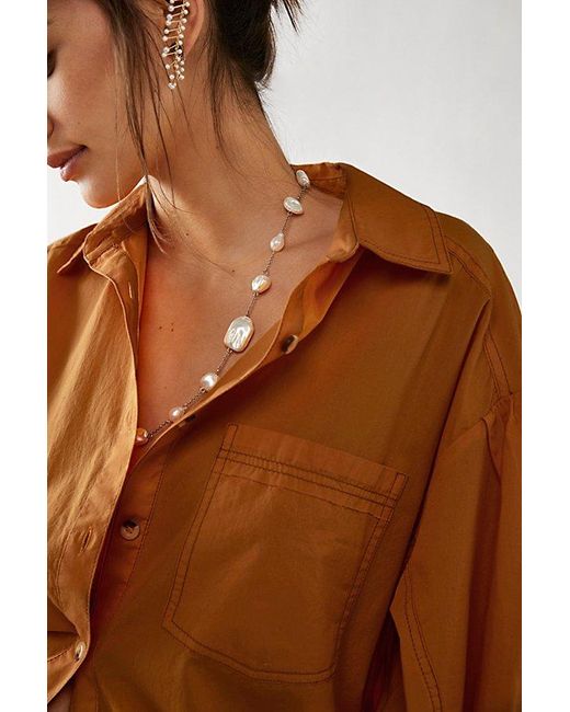 Free People Brenton Back Pearl Necklace in White | Lyst UK