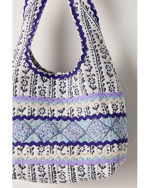 Anna Sui Blue Mini Prairie Patchwork Bag