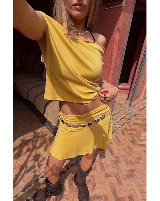 free-est Yellow Good Feels Mini Skirt Set By