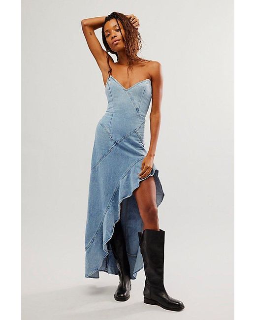 Amanda Uprichard Blue Symone Denim Dress