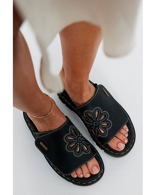 Dr. Martens Black Zebzag Slides
