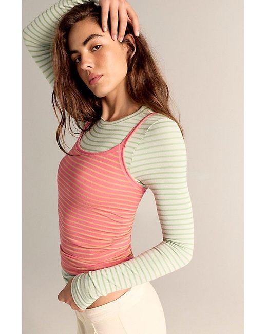 Intimately By Free People Pink Just Enough Stripe Cami By