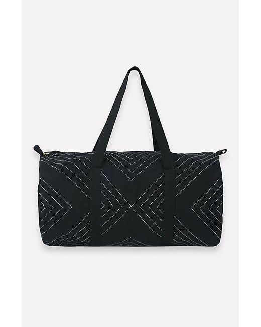 Free People Black Anchal Arrow-Stitch Weekender Duffel Bag