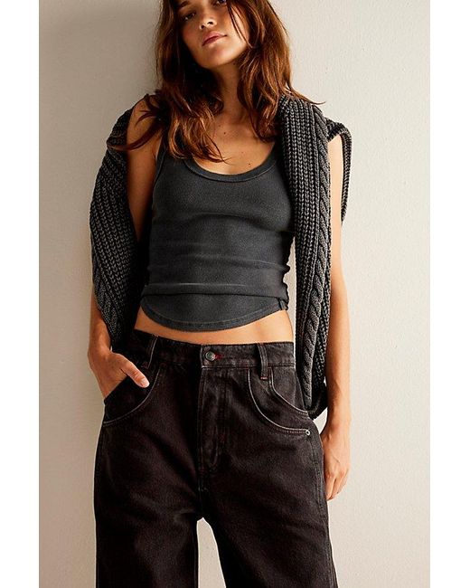 Free People Blue Final Countdown Cuffed Low-rise Jeans