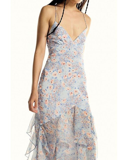 For Love & Lemons Blue Elea Maxi Dress