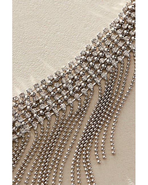 Free People Brown Cross My Heart Fringe Necklace