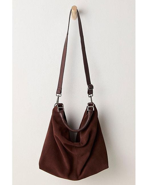 Free People Women's Green Suzie Suede Slouch Tote