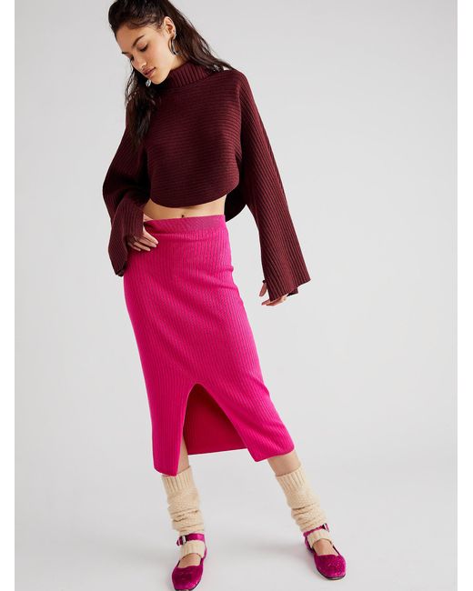 Free People Jupe Midi Skyline in Pink | Lyst Canada