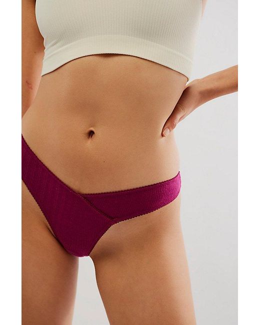 Free People Red High-cut Pointelle Thong
