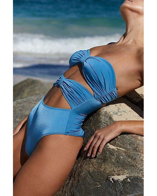 Peony Blue Ruched Holiday One-piece Swimsuit